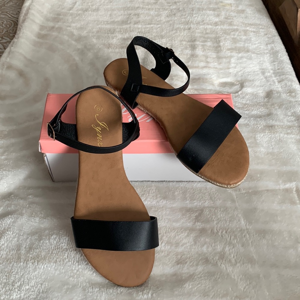ANKLE STRAP SANDAL FAUX LEATHER